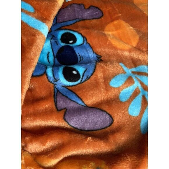 Disney Stitch Halloween Plush Throw Blanket Pumpkin Orange  50 X 70” Autumn Fall - Picture 4 of 12